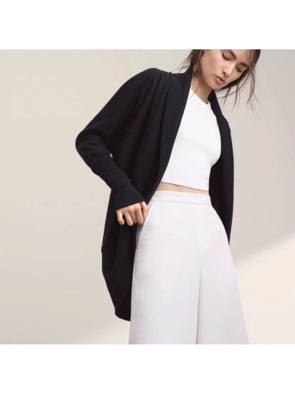 Aritzia Wilfred Diderot Slouchy Cocoon Sweater Cardigan Grey Cotton Modal XXS